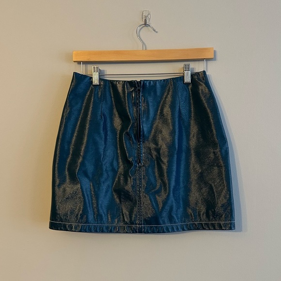 Faux Leather Teal Mini Skirt - Urban Outfitters - Picture 3 of 9